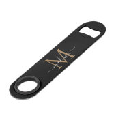 Monogramme d'or noir moderne Girly Élégant Script (Devant angulaire)