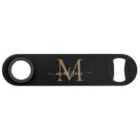 Monogramme d'or noir moderne Girly Élégant Script