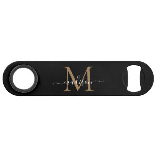 Monogramme d'or noir moderne Girly Élégant Script