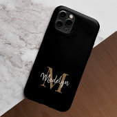 Monogramme d'or noir moderne Nom du script féminin