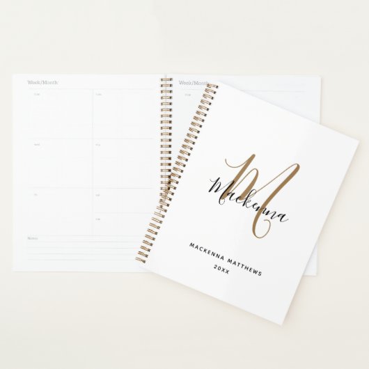 Monogramme d'or noir moderne Nom du script initial (Devant avec enveloppe)