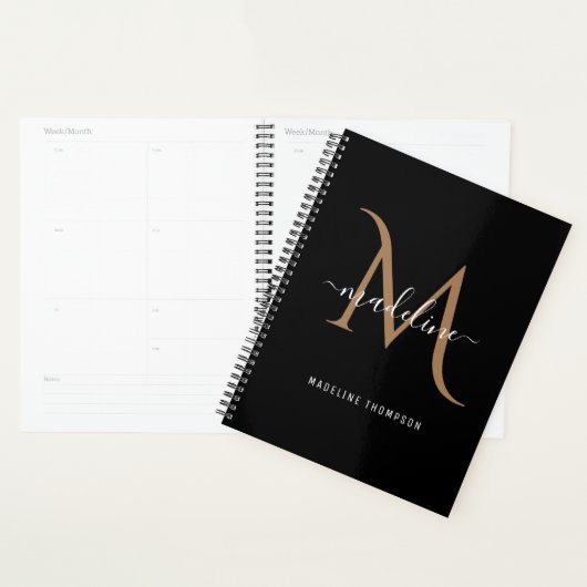 Monogramme d'or noir moderne simple (Devant avec enveloppe)
