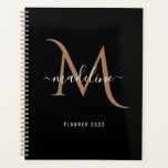 Monogramme d'or noir moderne simple<br><div class="desc">Simple moderne décoratif Noir Planner Monogramme Or</div>