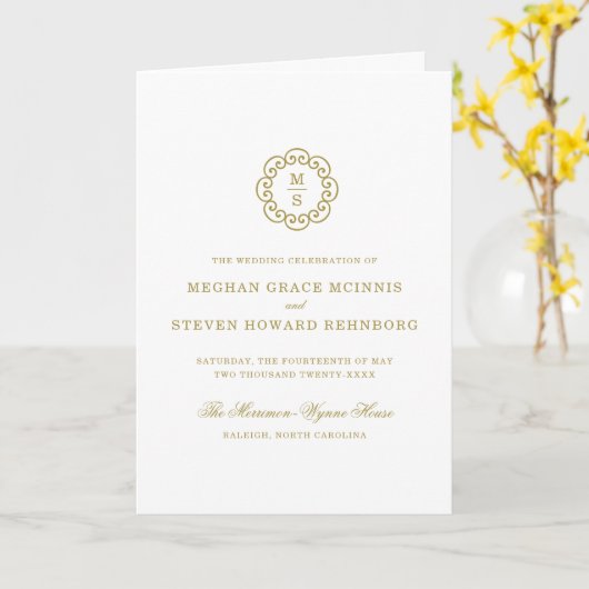Monogramme d'or Programme traditionnel de mariage  (Fleur jaune)
