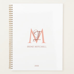 Monogramme d'or rose blanche minimaliste Nom moder