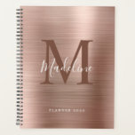 Monogramme d'or Rose métallique simple brossé mode<br><div class="desc">Moderne simple brossé Rose métal or Monogramme Planner</div>