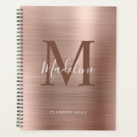 Monogramme d'or Rose métallique simple brossé mode