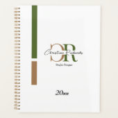 Monogramme d'or vert olive simple et moderne (Devant)