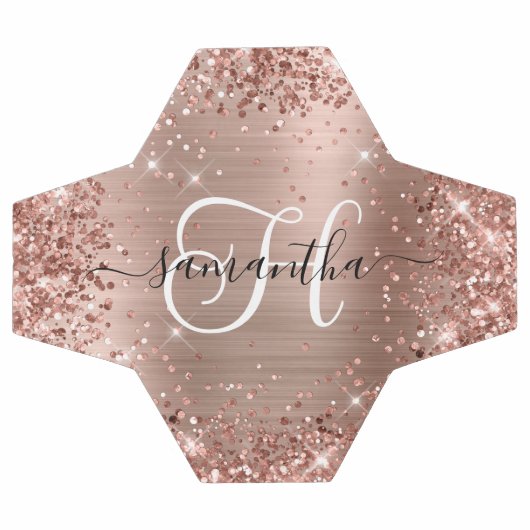 Monogramme doré Rose Glitter (Plat)