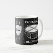 Monogramme Drummer Snare Drum Drumsticks Mug Mug (Devant droit)