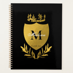 Monogramme du bouclier royal noir et or