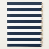 Monogramme du nom de famille à rayures bleu marine (Dos)
