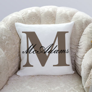 Monogramme du nom de famille Coussin décoratif