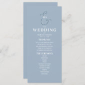 Monogramme Dusty Blue Wedding Programme (Devant / Derrière)