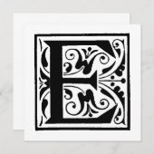 Monogramme E Modèle floral noir et blanc initial (Devant / Derrière)