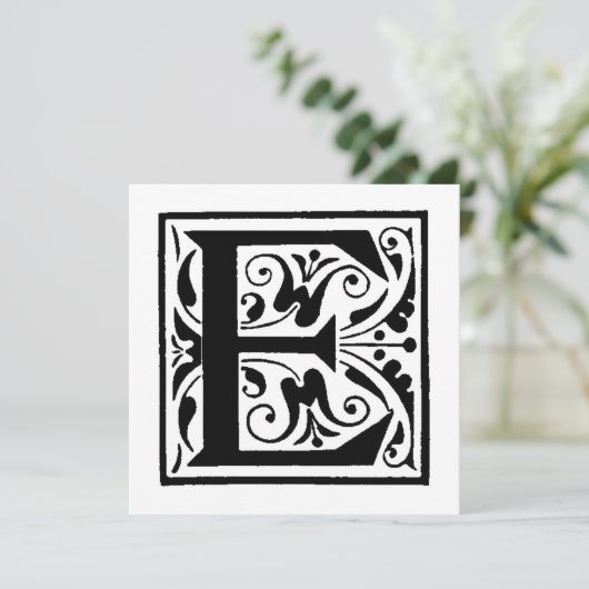 Monogramme E Modèle floral noir et blanc initial (Debout devant)