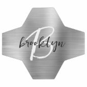 Monogramme écriture noir et blanc Métal brossé arg (Plat)