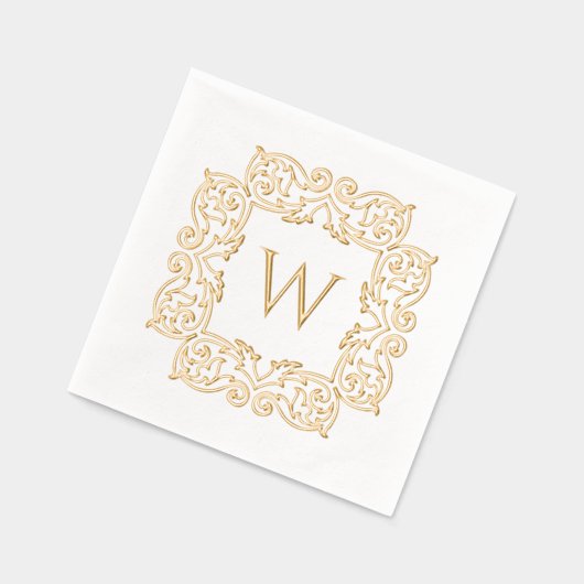 Monogramme Élégant Avec Bordure Florale Élégante (Gauche)