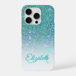 Monogramme Élégant avec Ombre de Paillettes Vertes