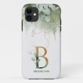 Monogramme Elegant B Vert Coque-Mate coque iphone (Dos)