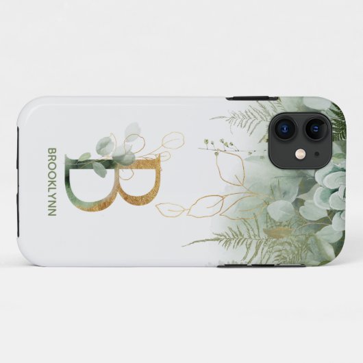 Monogramme Elegant B Vert Coque-Mate coque iphone (Dos (Horizontal))