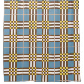 Monogramme Elegant Bleu Plaid Douche Rideau (Devant)