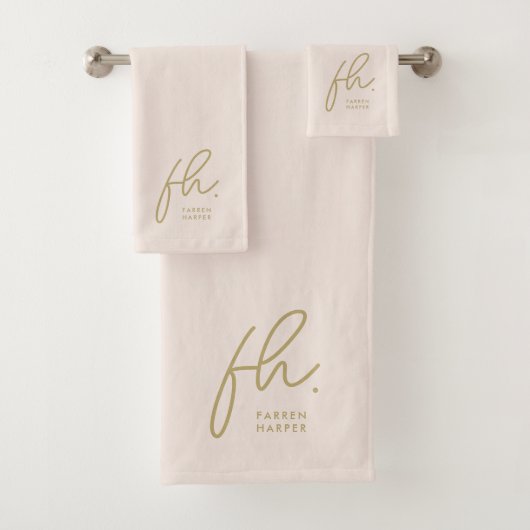 Monogramme Elegant Blush Pink Gold Script élégant (En situation)