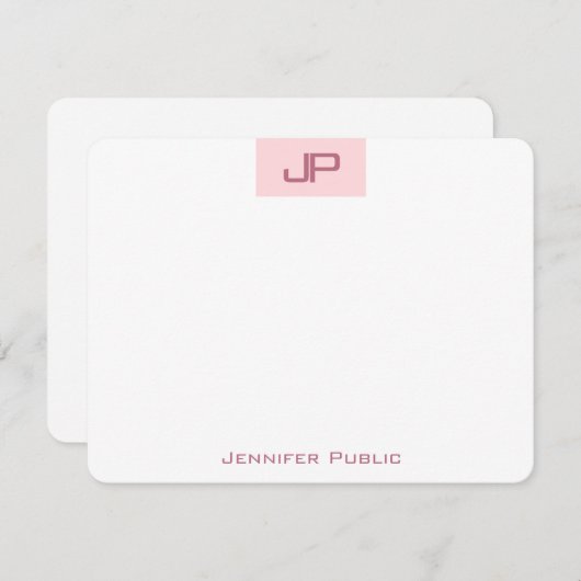 Monogramme Elegant Blush Pink Simple Modèle (Devant / Derrière)