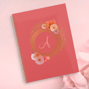 Monogramme Elégant cadre en or damassé Floral