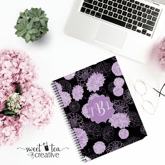Monogramme Elegant Carnet noir spirale