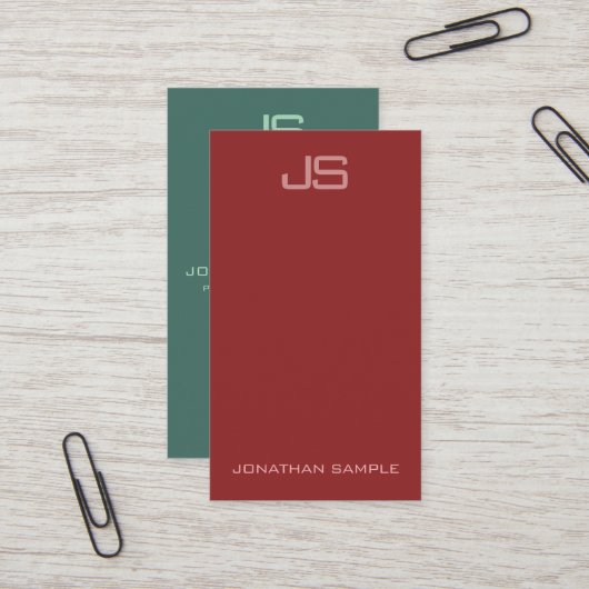 Monogramme élégant Carte de visite vertical modern (Devant/Arrière en situation)