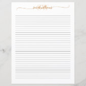 Monogramme Élégant Chic Script Nom Papier à lettre (Devant)