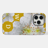 Monogramme Élégant Cute Floral Art Orange Jaune (Verso Horizontal)