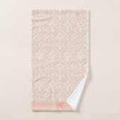 Monogramme Élégant Damassé Rose Et Blanc (Serviette à main)