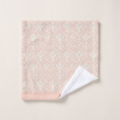 Monogramme Élégant Damassé Rose Et Blanc (Gant de toilette)