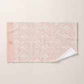 Monogramme Élégant Damassé Rose Et Blanc (Serviette à main)