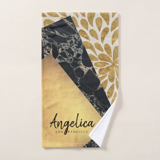 Monogramme élégant de marbre de noir de peinture (Serviette à main)