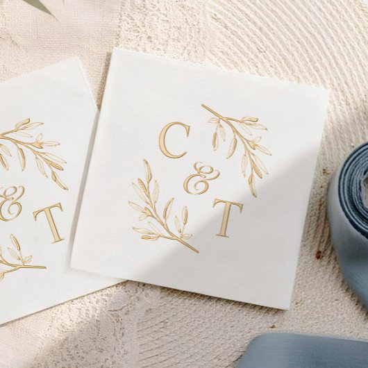 Monogramme Élégant de Mariage avec Feuillage