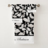 Monogramme élégant écriture noir blanc plumes de c (En situation)