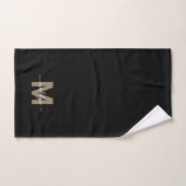 Monogramme élégant en écriture dorée noire (Serviette à main)