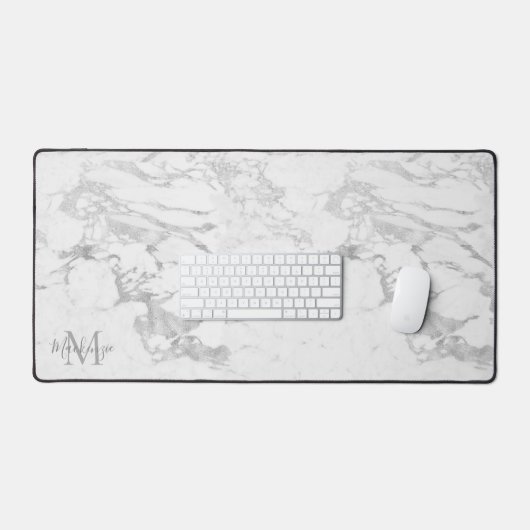 Monogramme élégant en marbre argenté (Clavier et souris)
