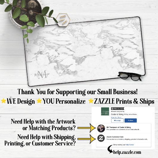 Monogramme élégant en marbre argenté