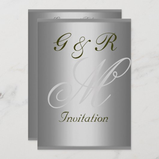 Monogramme Élégant et simple Faire-part de mariage (Devant / Derrière)