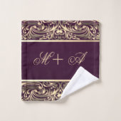 Monogramme élégant et stylé de tourbillons dorés b (Gant de toilette)