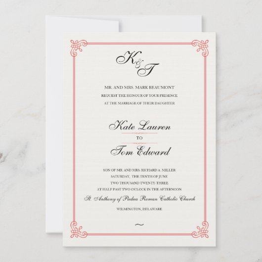 Monogramme élégant | FAIRE-PART DE MARIAGE (Devant)