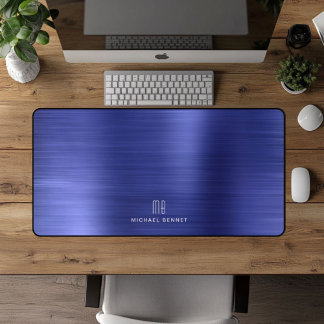 Monogramme Élégant Faux Bleu Marine Métallisé Bros