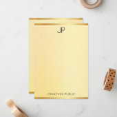 Monogramme Elégant Faux Gold Modèle Moderne Simple (Devant/Arrière en situation)