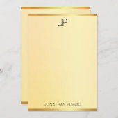 Monogramme Elégant Faux Gold Modèle Moderne Simple (Devant / Derrière)