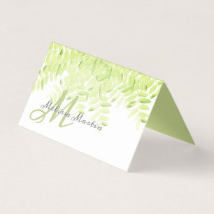 monogramme élégant feuille vert printemps