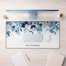 Monogramme élégant floral aquarelle bleue